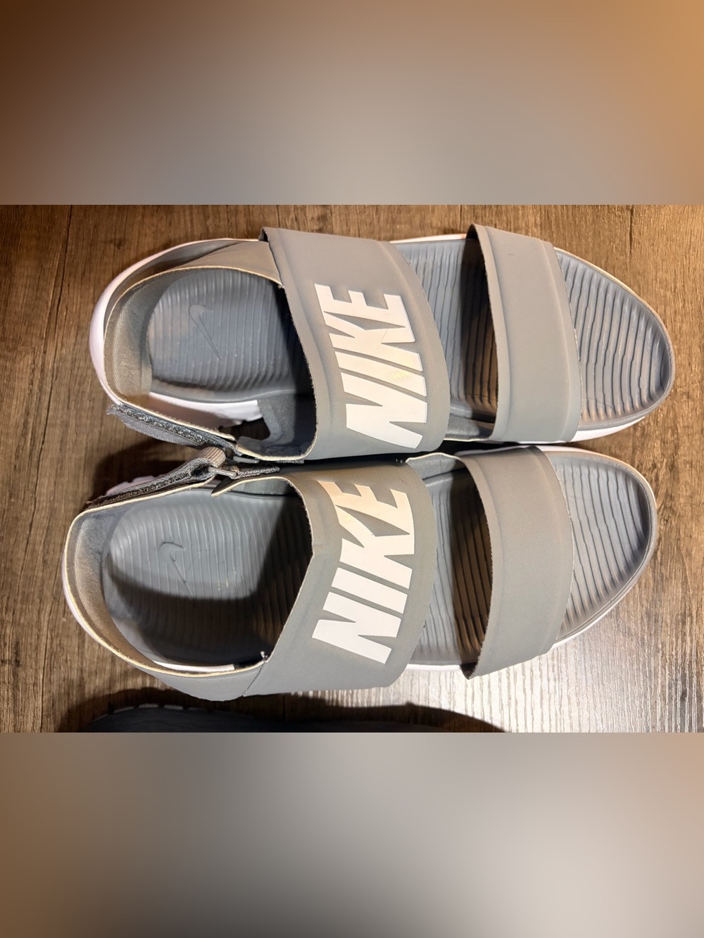 Nike Gray White Tanjun Women’s Slide Sandals